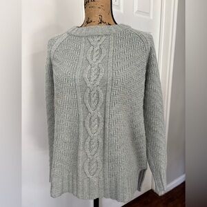 Original Aran Co Cashmere Cable Knit Sweater Women's Size L Gray Irish‎ Aran